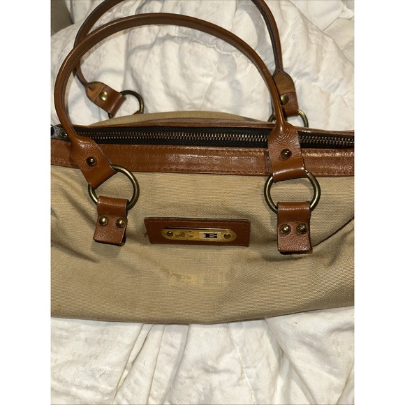 Daveys Vintage Canvas Bag Tote Zipper Side Pocket Light Brown Leather Trim USA - Picture 12 of 13